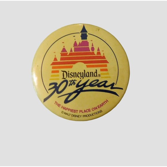 Disneyland 30th Year Pin Vintage 1985 Walt Disney Lapel Hat Round 2.25 In - Picture 3 of 3